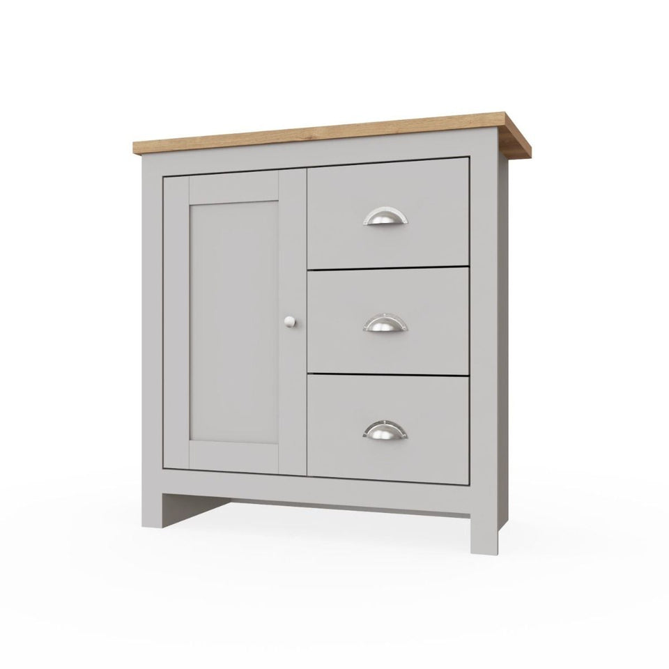 Sideboard Cabinet with 1 Door and 3 Solid Drawers Storage Buffet Unit for Living and Dining Room Furniture