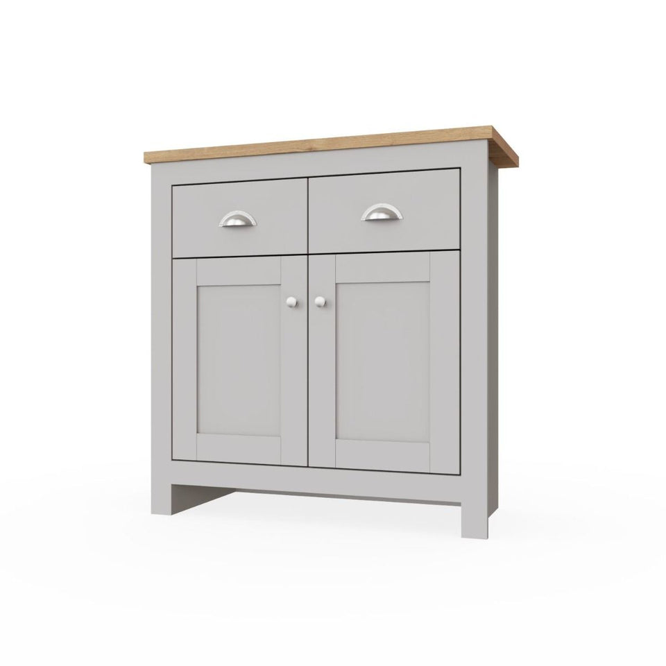 Light Grey Sideboard Cabinet with 2 Drawers and 2 Doors – Stylish Storage Solution for Living and Dining Room Furniture