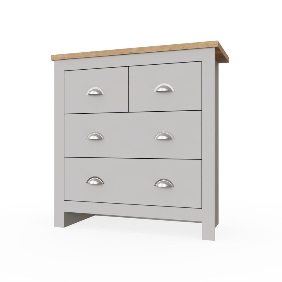 Stylish Light Grey Chest of Drawers 4 Drawer Bedroom Furniture Modern Bedside Cabinet & Storage Solution