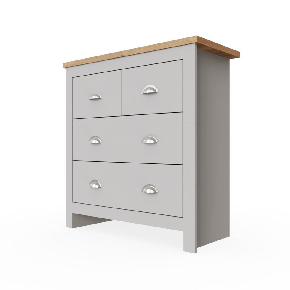 Stylish Light Grey Chest of Drawers 4 Drawer Bedroom Furniture Modern Bedside Cabinet & Storage Solution