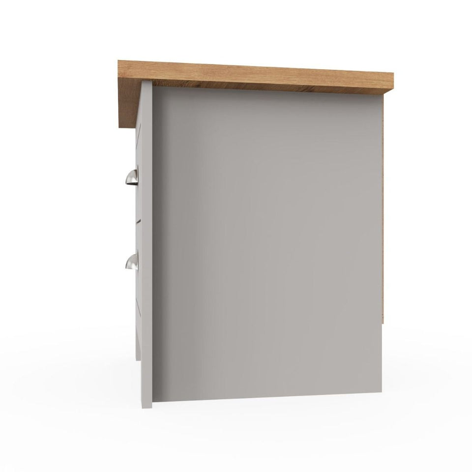 Nightstand with 2 Drawers Ite Range Light Grey & Oak Effect Bedroom Bedside Cabinet