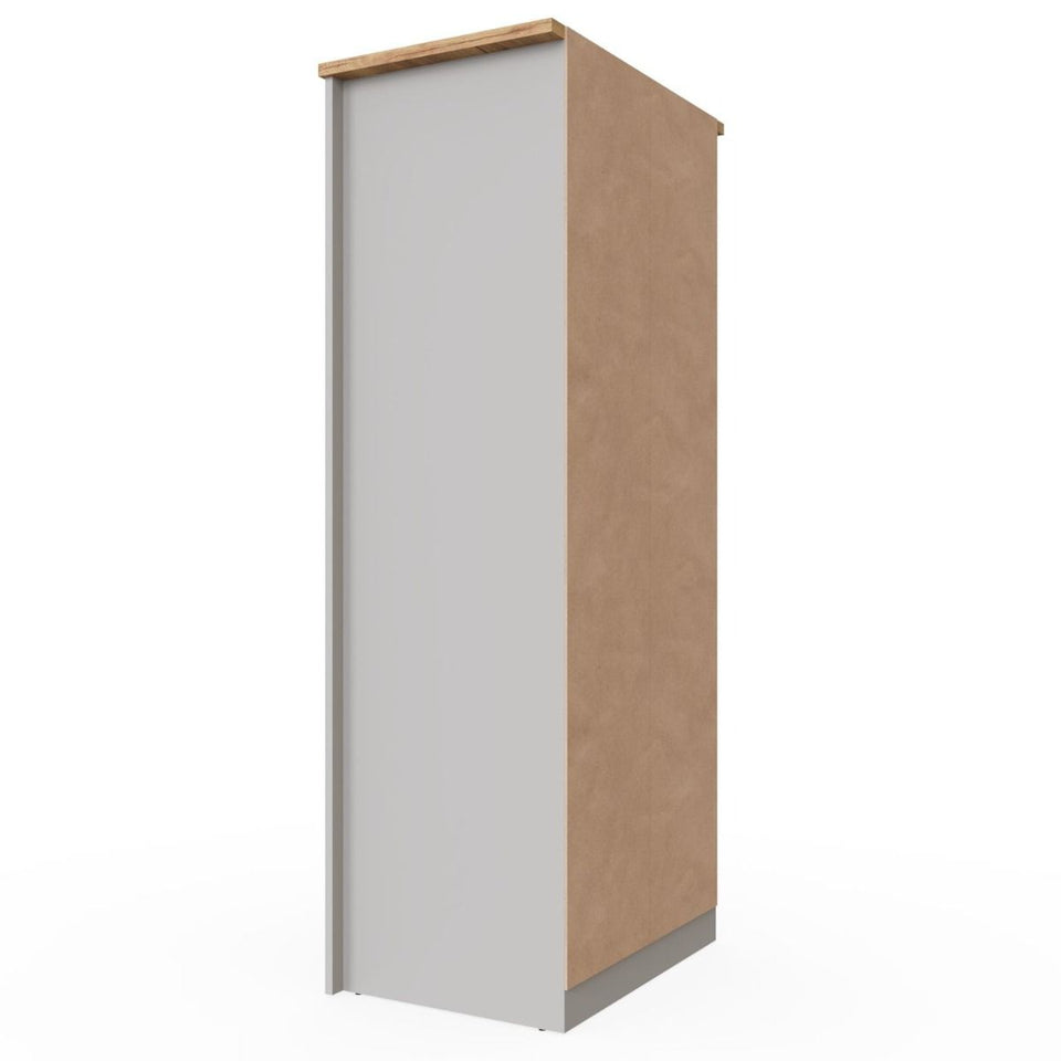 2 Door Wardrobe Light Grey & Oak with Rail & Drawers – Ite Bedroom Storage
