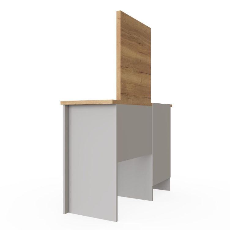 Dressing Table with 3 Drawers Makeup Desk Vanity Table in Light Grey with Cascading Oak Top