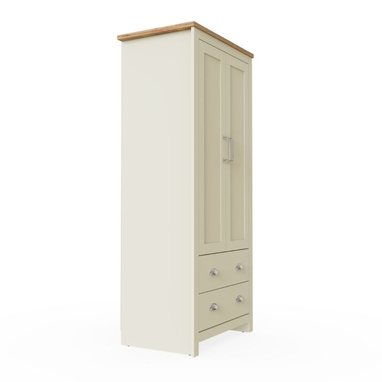Ite 2 Door Wardrobe with Storage, Hanging Rail, Shelving, and Drawers Cream & Oak Effect