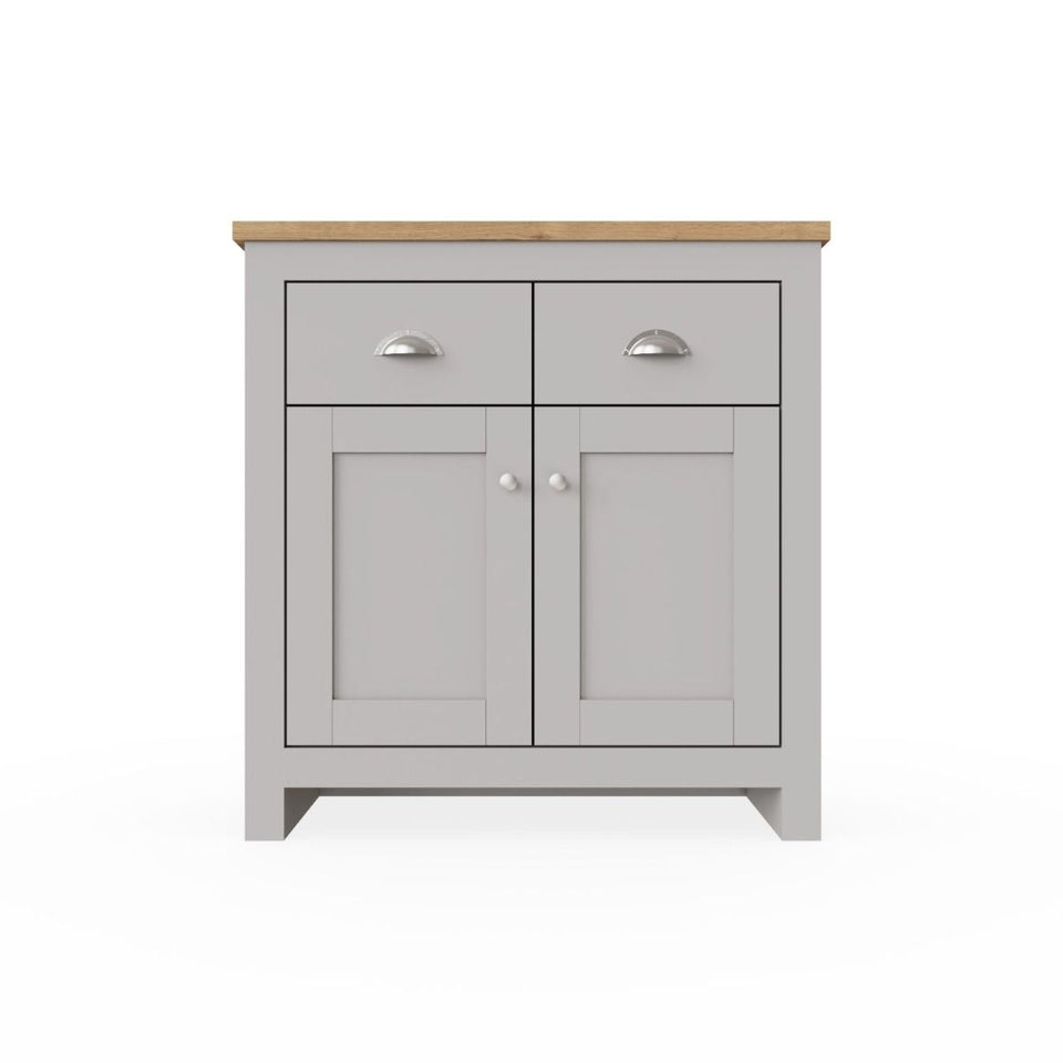 Light Grey Sideboard Cabinet with 2 Drawers and 2 Doors – Stylish Storage Solution for Living and Dining Room Furniture