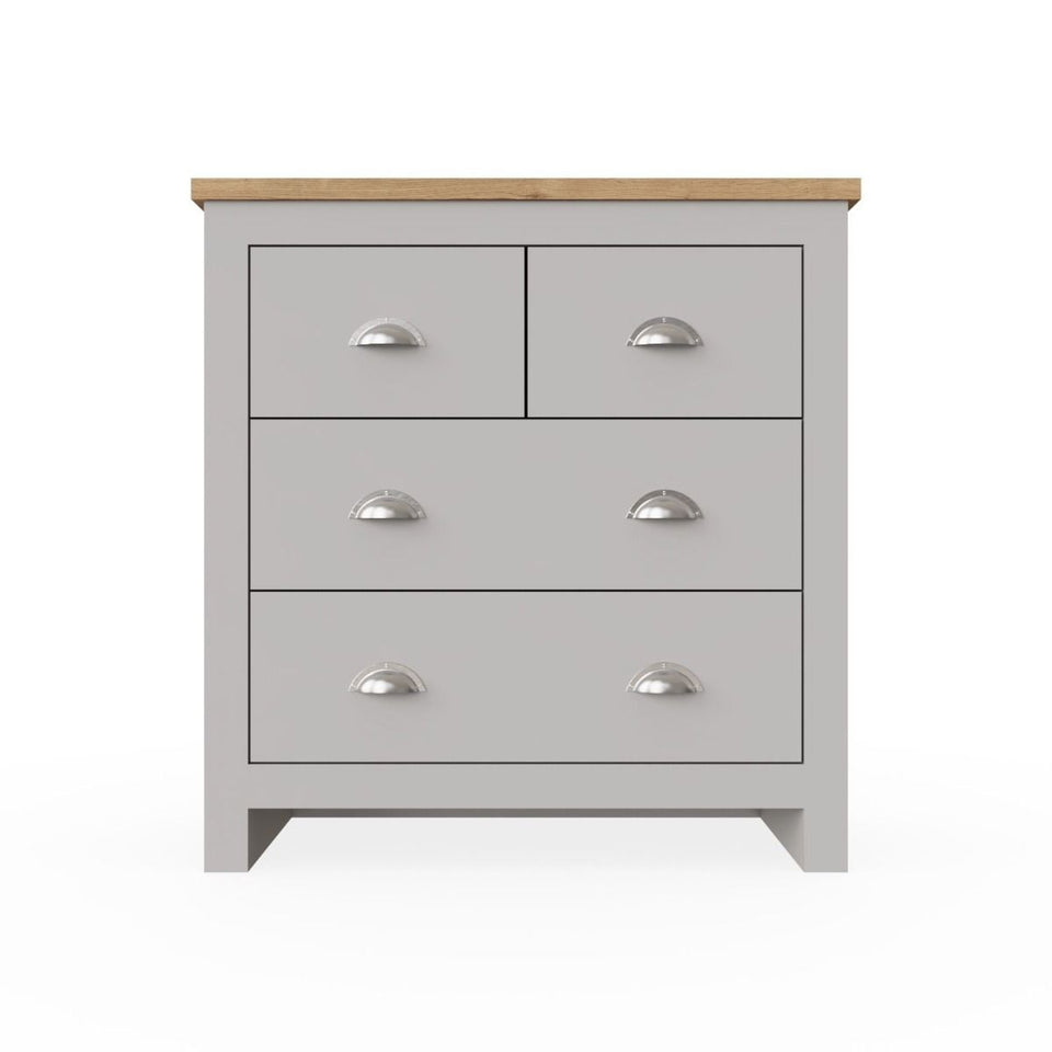 Stylish Light Grey Chest of Drawers 4 Drawer Bedroom Furniture Modern Bedside Cabinet & Storage Solution