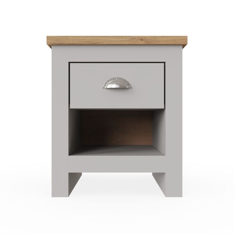 Modern Light Grey Nightstand with 1 Drawer Versatile Bedside Table for Bedroom & Living Room