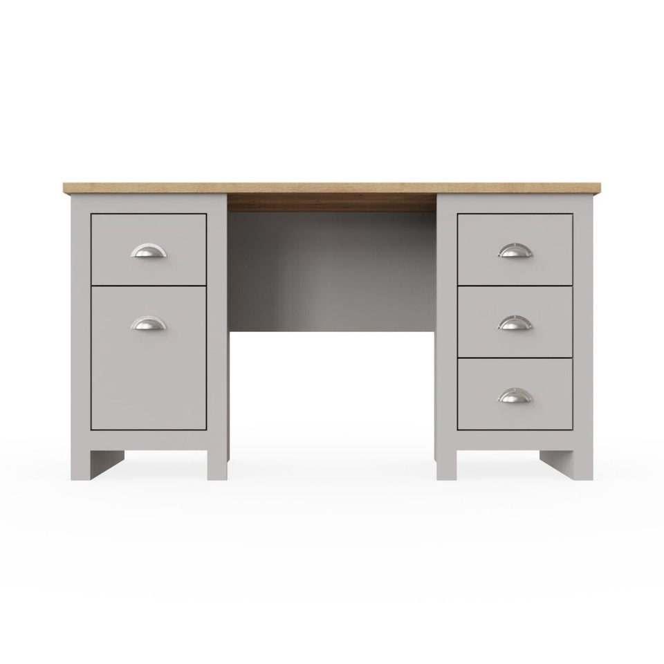 Home Desk Table with Drawers Study Office Computer Laptop Furniture- Grey