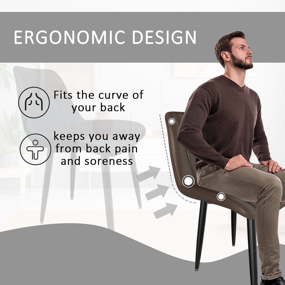 Modern Ergonomic Dining Chairs - High Back Kitchen & Office Seating (Adjustable Feet)