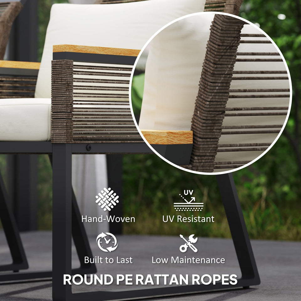4-Piece Wicker Rope Garden Furniture Set – Grey
