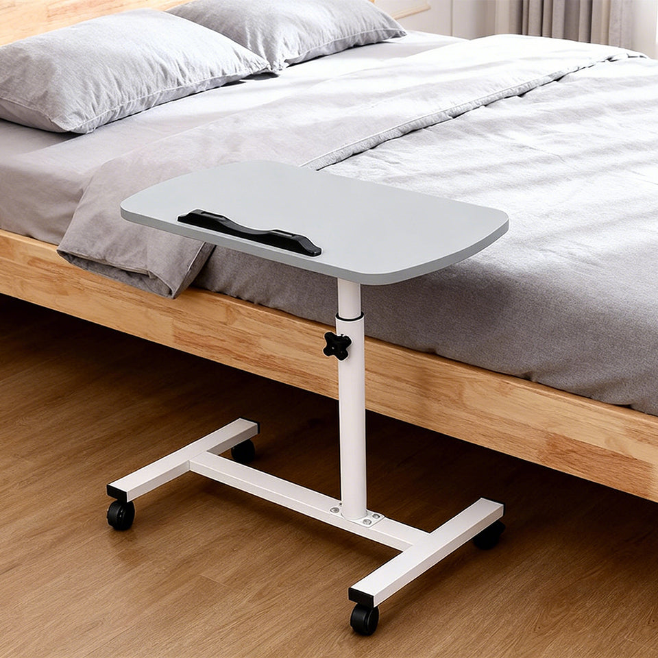 Adjustable Overbed Table Tray with Wheels for Home Use or Medical - Grey