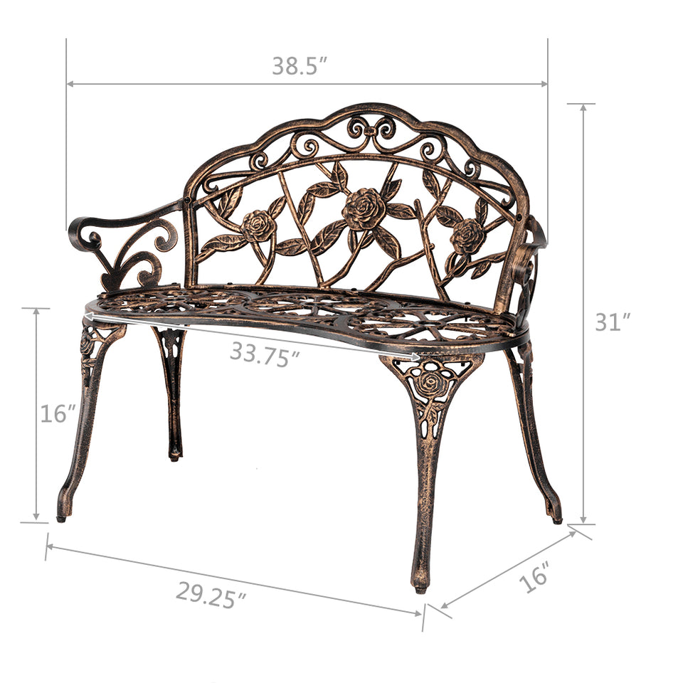 38.5" Cast Aluminium Outdoor Courtyard Decoration Park Leisure Rose Chair