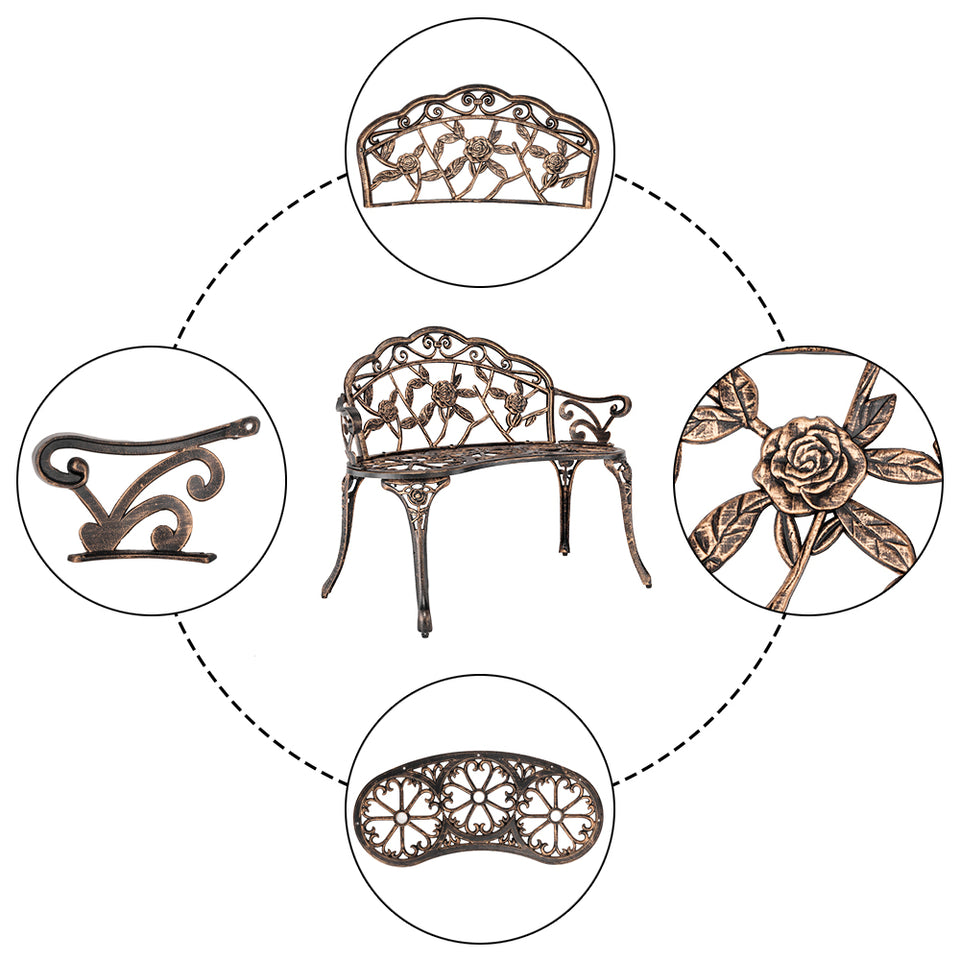 38.5" Cast Aluminium Outdoor Courtyard Decoration Park Leisure Rose Chair