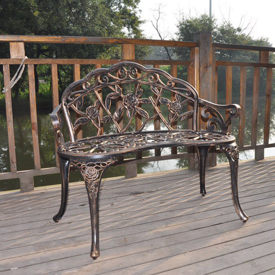 38.5" Cast Aluminium Outdoor Courtyard Decoration Park Leisure Rose Chair