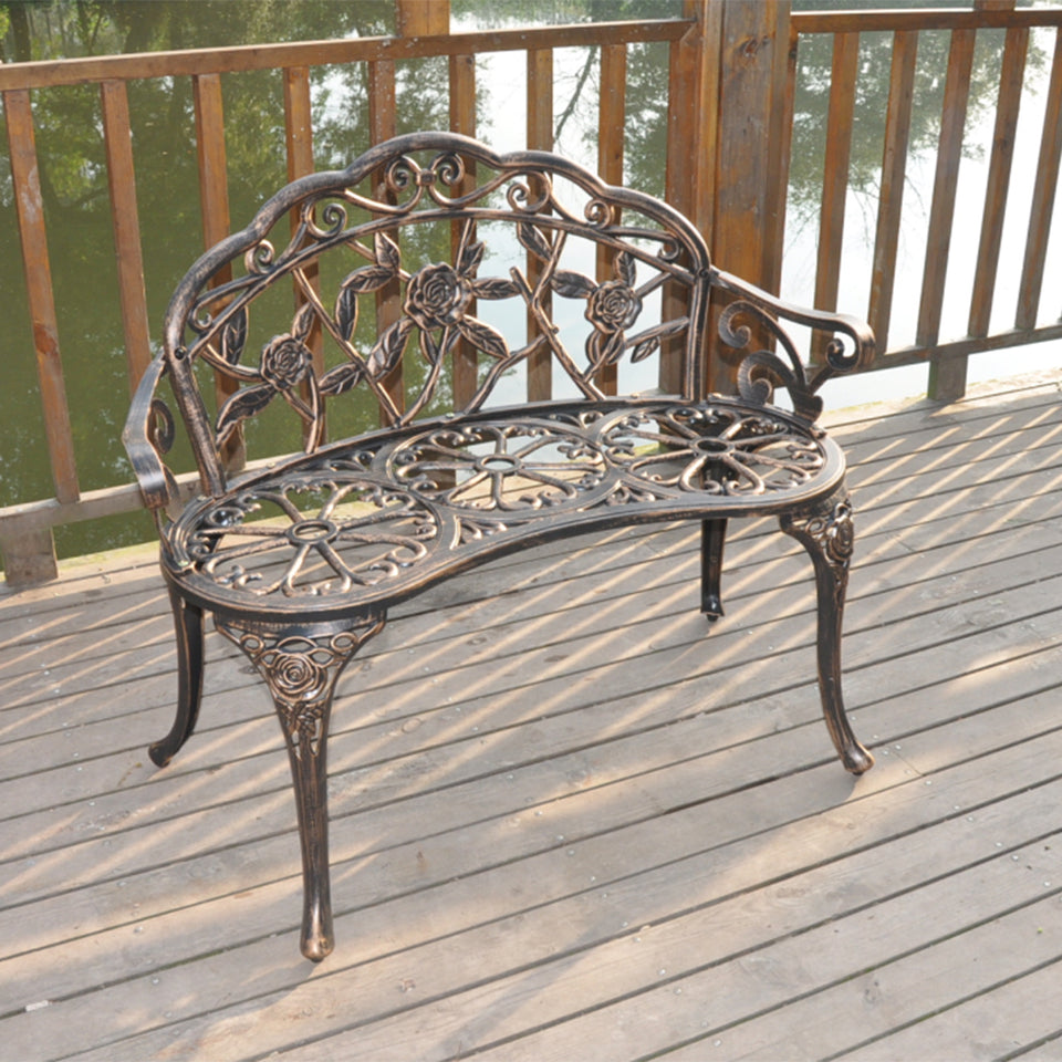 38.5" Cast Aluminium Outdoor Courtyard Decoration Park Leisure Rose Chair