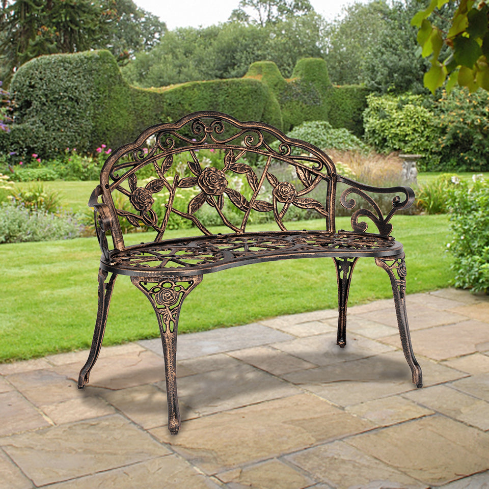 38.5" Cast Aluminium Outdoor Courtyard Decoration Park Leisure Rose Chair