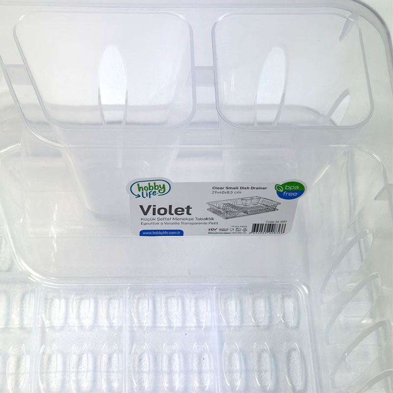 Clear Medium Plastic Dish Drainer Plate and Cutlery Rack with Drip Tray - Lavish Kitchen Isle
