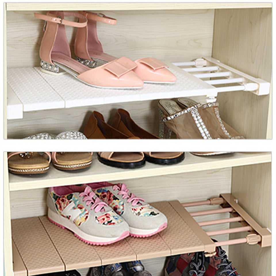 Adjustable Extendable Rack Wardrobe Closet Cupboard Divider Rack Storage Organizer Shelf Easy to install