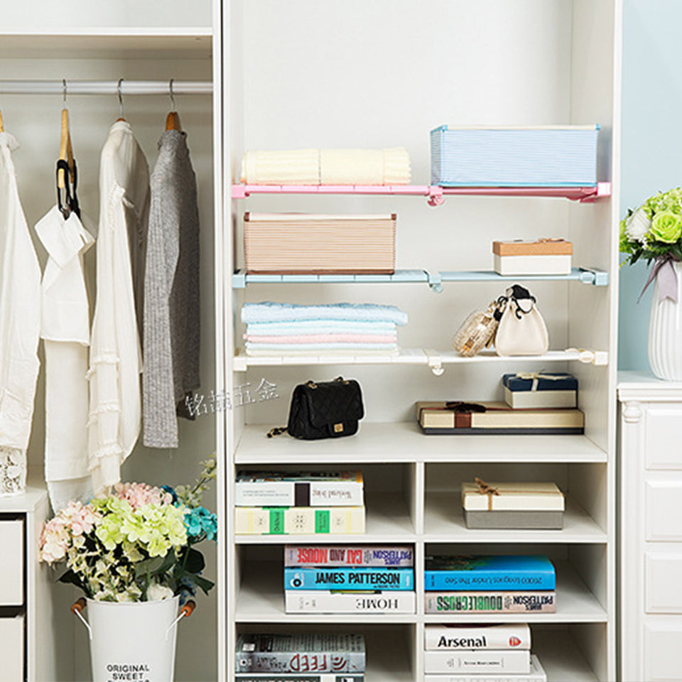 Adjustable Extendable Rack Wardrobe Closet Cupboard Divider Rack Storage Organizer Shelf Easy to install