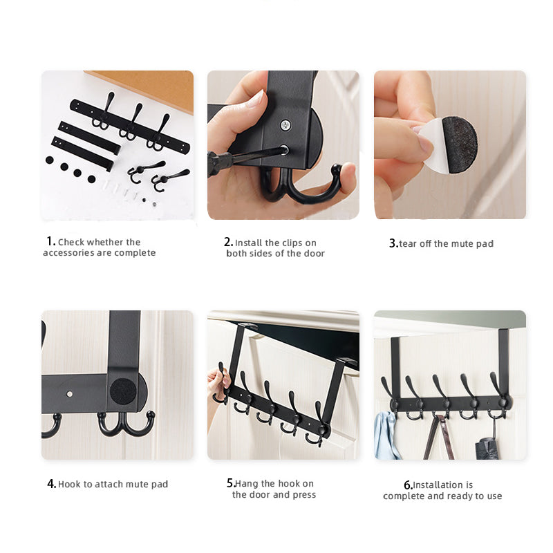 Over Door Hook Rack – Stainless Steel Tri Hook Design in Black or Silver
