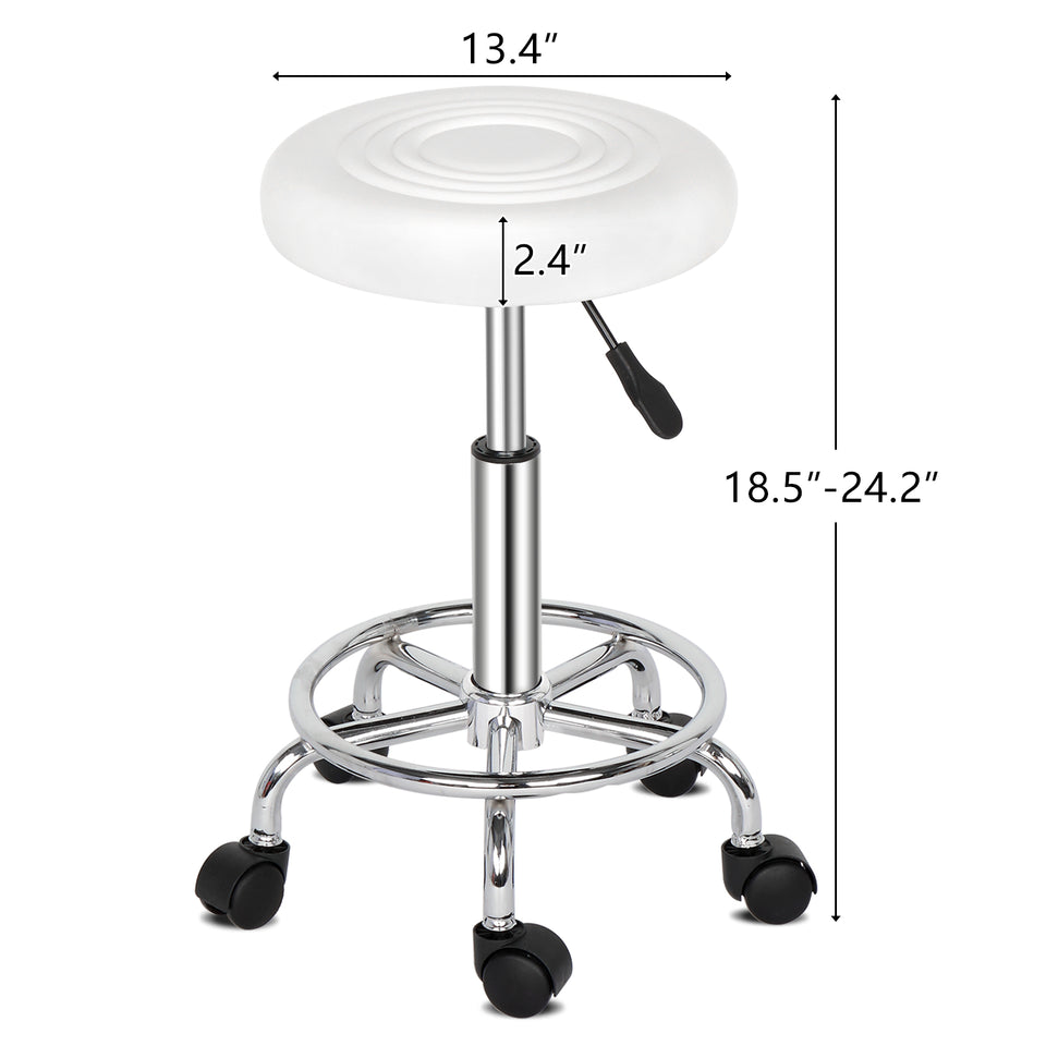 Round Stool with Lines Rotation Bar Stool White