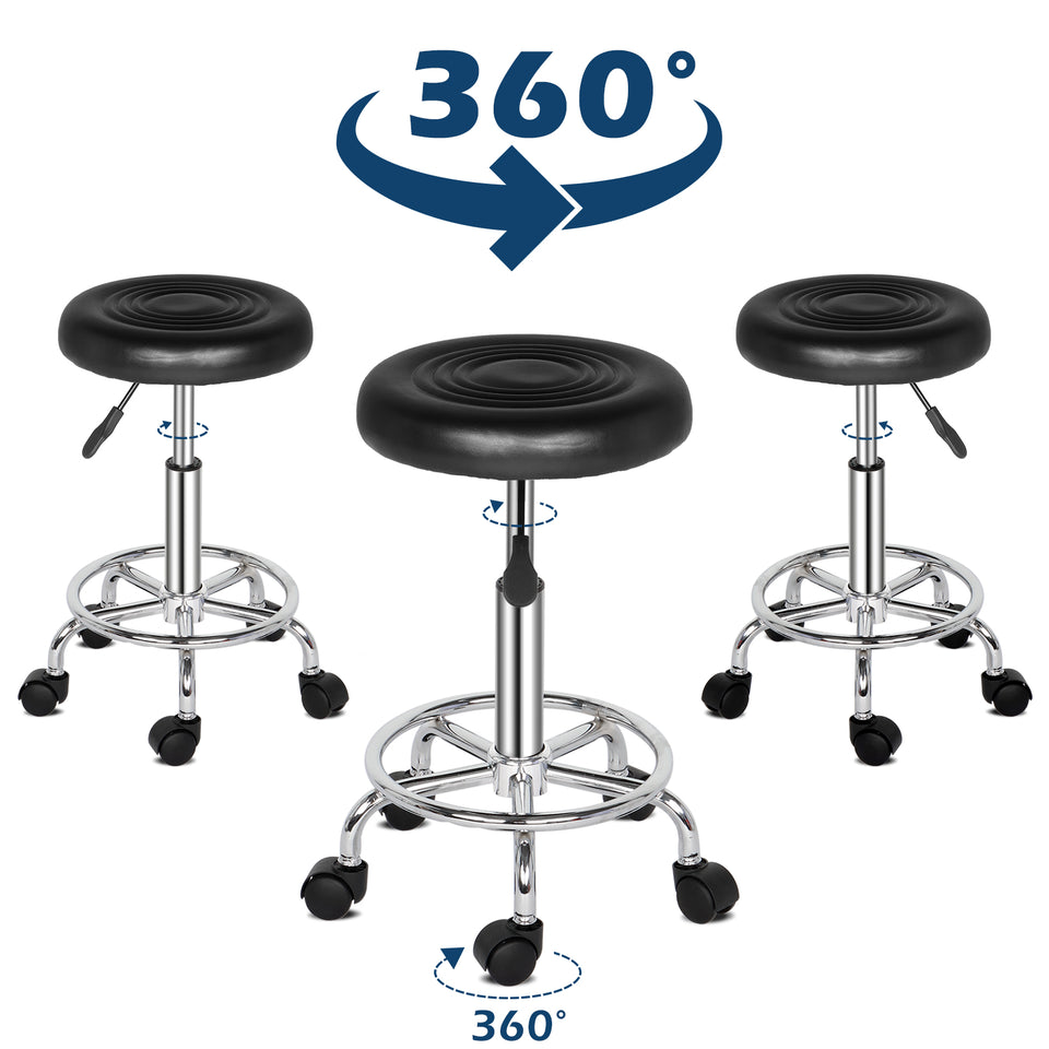 Round Stool with Lines Rotation Bar Stool Black