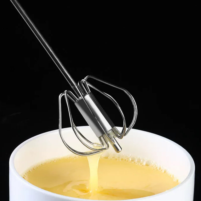 30 cm 2pc Metal Hand Press Egg Whisk Beater Rotary Whisk Blender