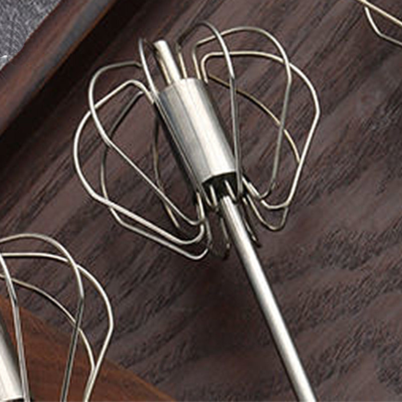30 cm 2pc Metal Hand Press Egg Whisk Beater Rotary Whisk Blender