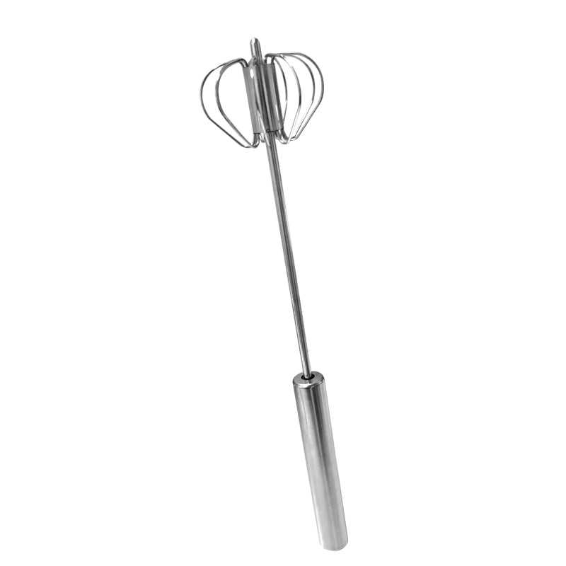 30 cm 2pc Metal Hand Press Egg Whisk Beater Rotary Whisk Blender