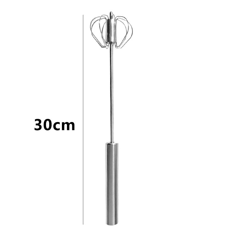 30 cm 2pc Metal Hand Press Egg Whisk Beater Rotary Whisk Blender