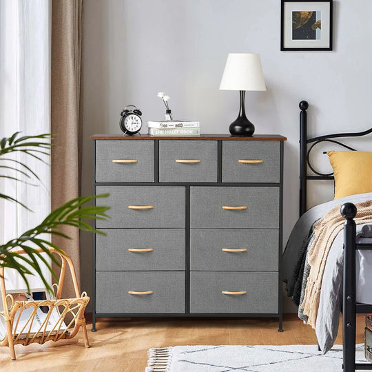Non-woven storage cabinet with 9 drawers- Grey
