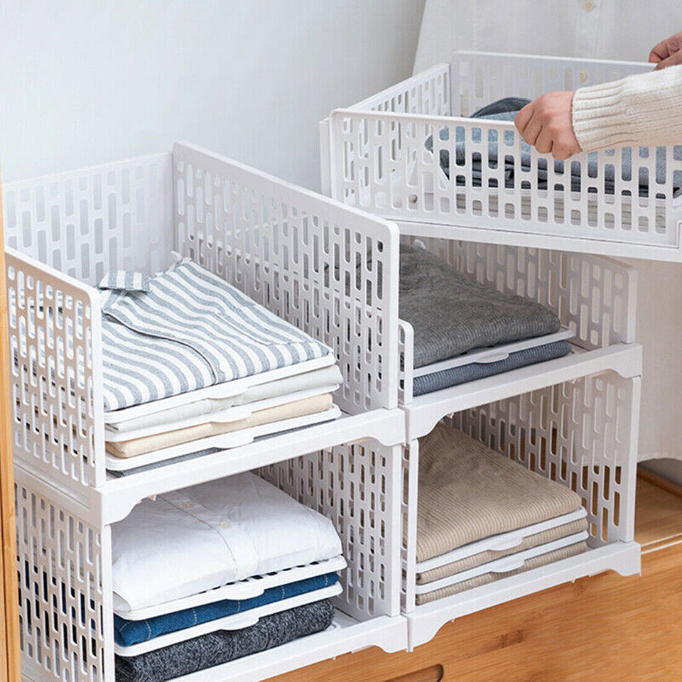 White Wardrobe Drawer Storage Cabinet Clothes Wardrobe Stackable Storage Box
