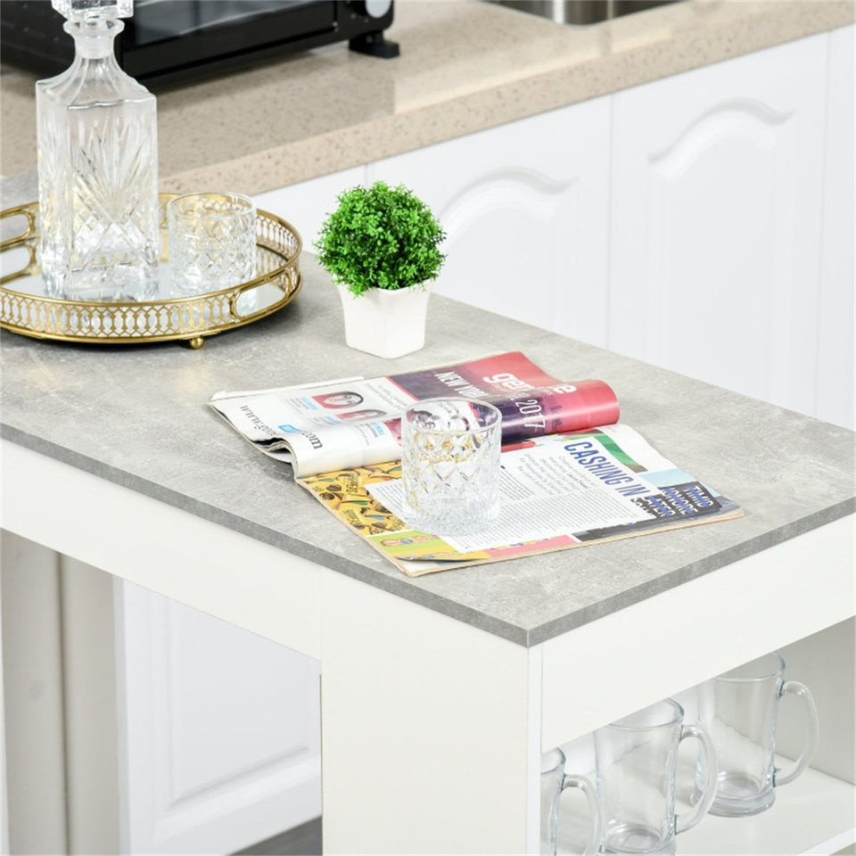 Modern Space-Saving Bar Table with Shelves, Natural Wood and Grey Finish