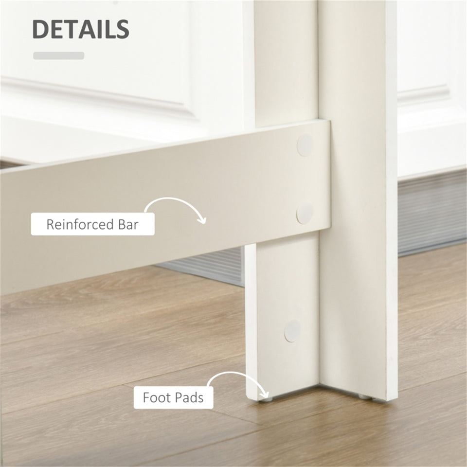 Modern Space-Saving Bar Table with Shelves, Natural Wood and White Finish