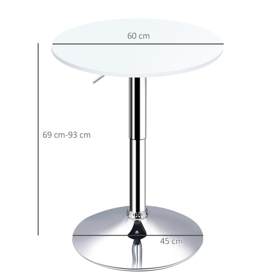 Bar table with Steel Legs Adjustable Height- White