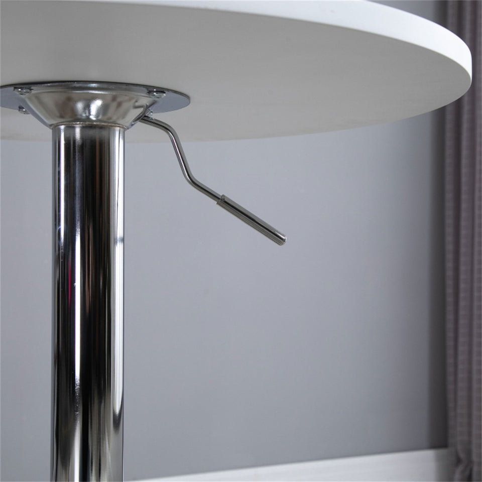 Bar table with Steel Legs Adjustable Height- White
