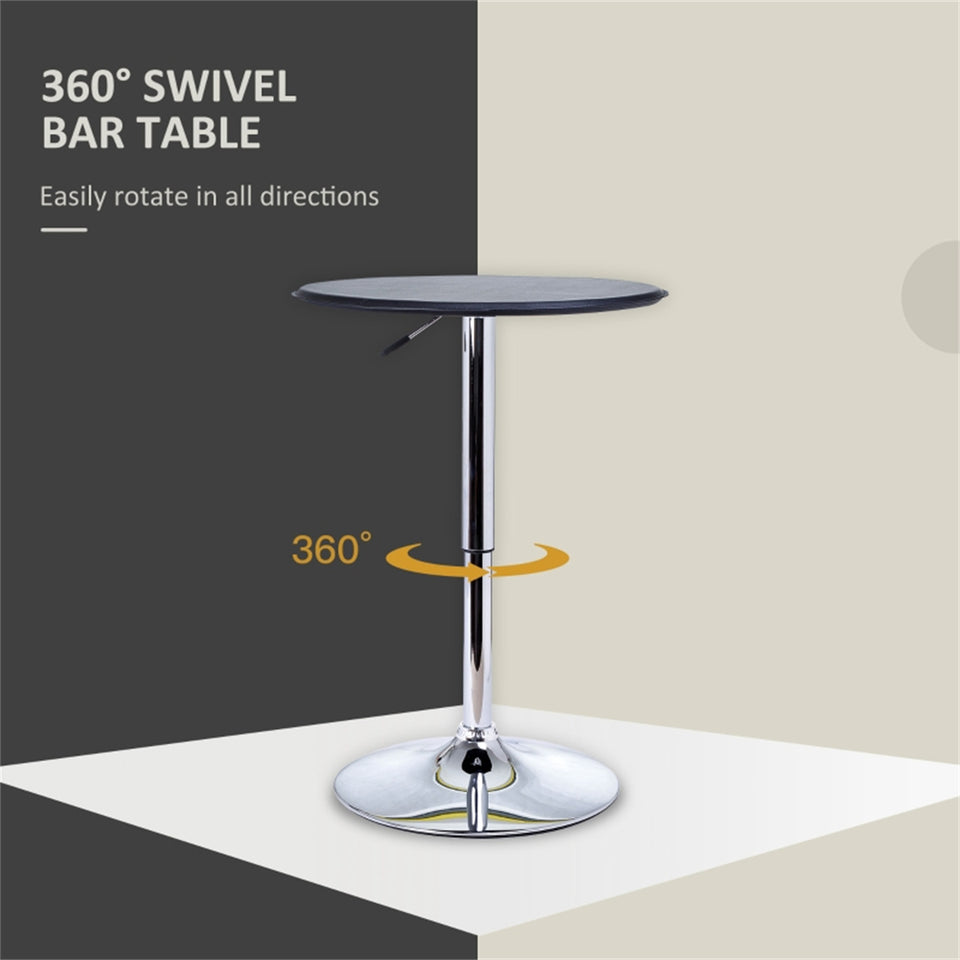 Bar table with Steel Legs Adjustable Height- Black