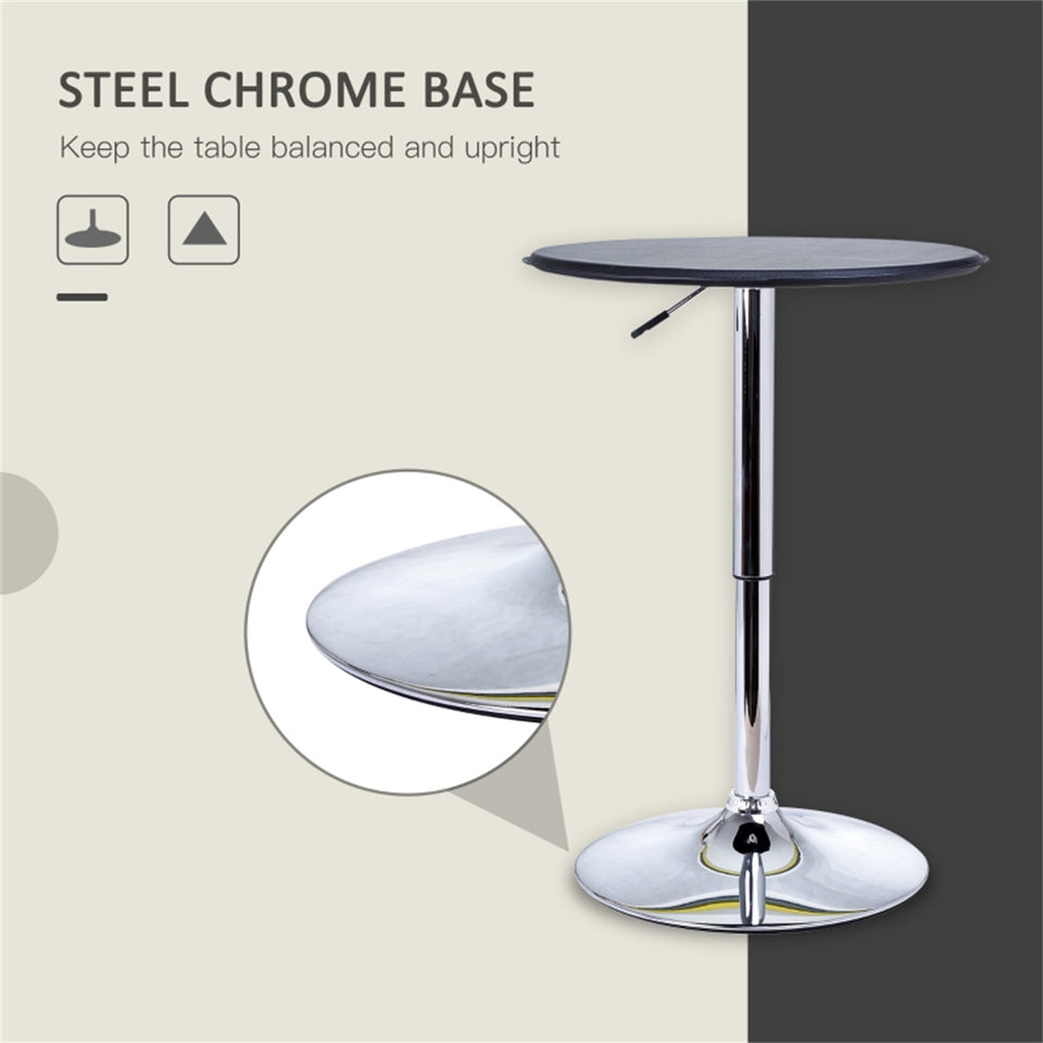Bar table with Steel Legs Adjustable Height- Black