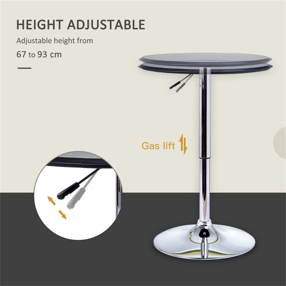 Bar table with Steel Legs Adjustable Height- Black