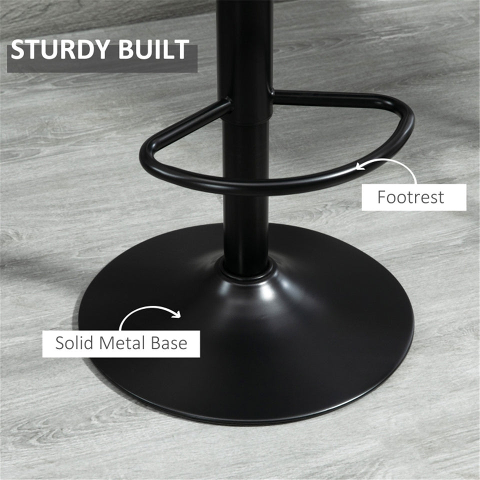 Set of 2 Grey Adjustable Bar Stools – Worn-Effect Microfibre Leather with Swivel & Footrest