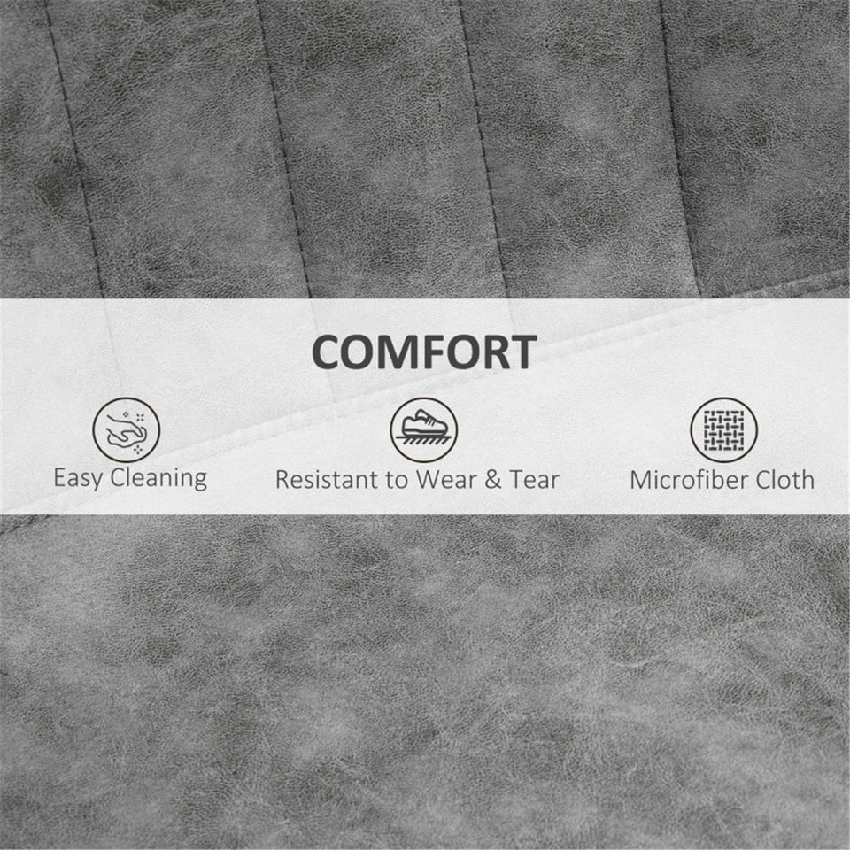 Set of 2 Grey Adjustable Bar Stools – Worn-Effect Microfibre Leather with Swivel & Footrest