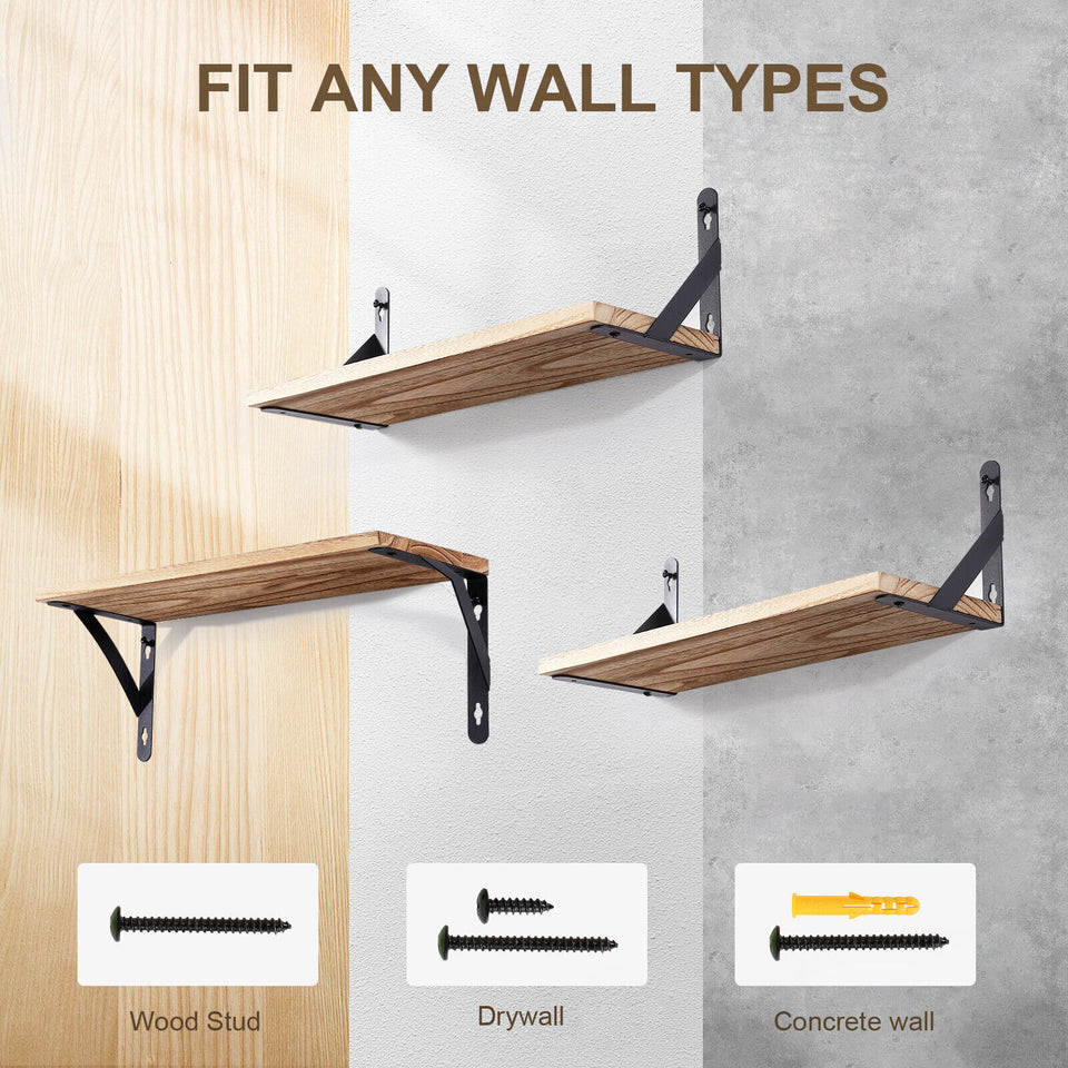 Rustic Floating Wall Shelves with Towel Holder – Wood & Metal Storage Rack