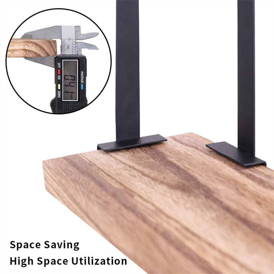 Rustic Corner Floating Shelf – 3-Tier Pinewood & Black Metal Rack