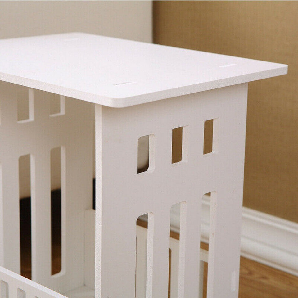 White Bedside Table Cabinet – Small PVC Storage Side Table