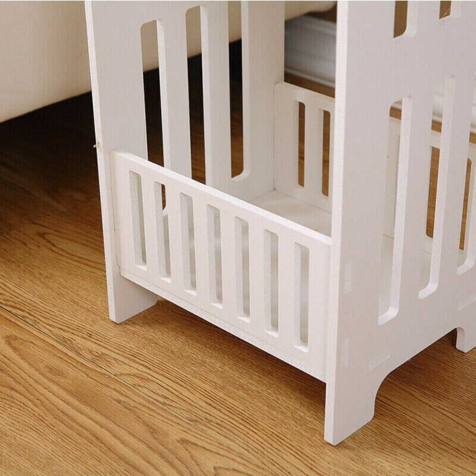 White Bedside Table Cabinet – Small PVC Storage Side Table