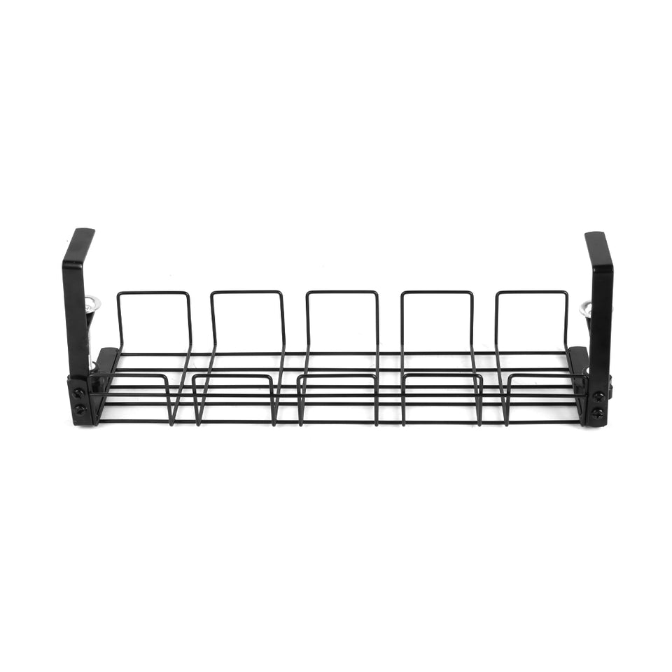 Lavish Kitchen Isle under desk cable tray wire cord storage rack organizer, easy to install without drilling, keeps cords tidy and organized.