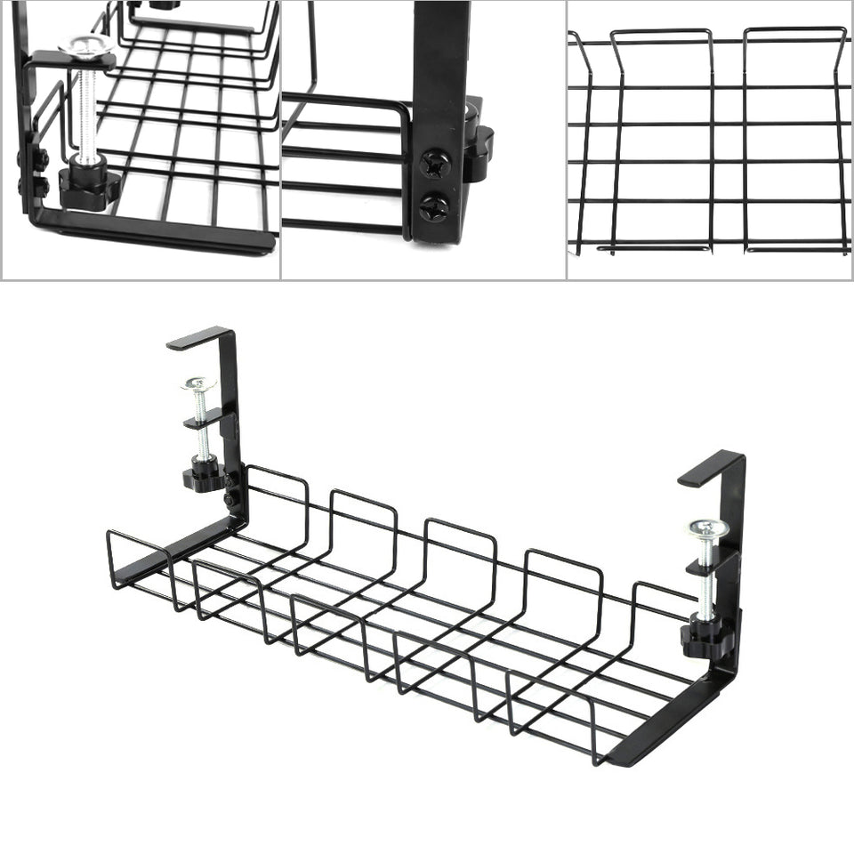 Lavish Kitchen Isle under desk cable tray and wire cord organizer, easy to install without drilling, keeps cords tidy and accessible.