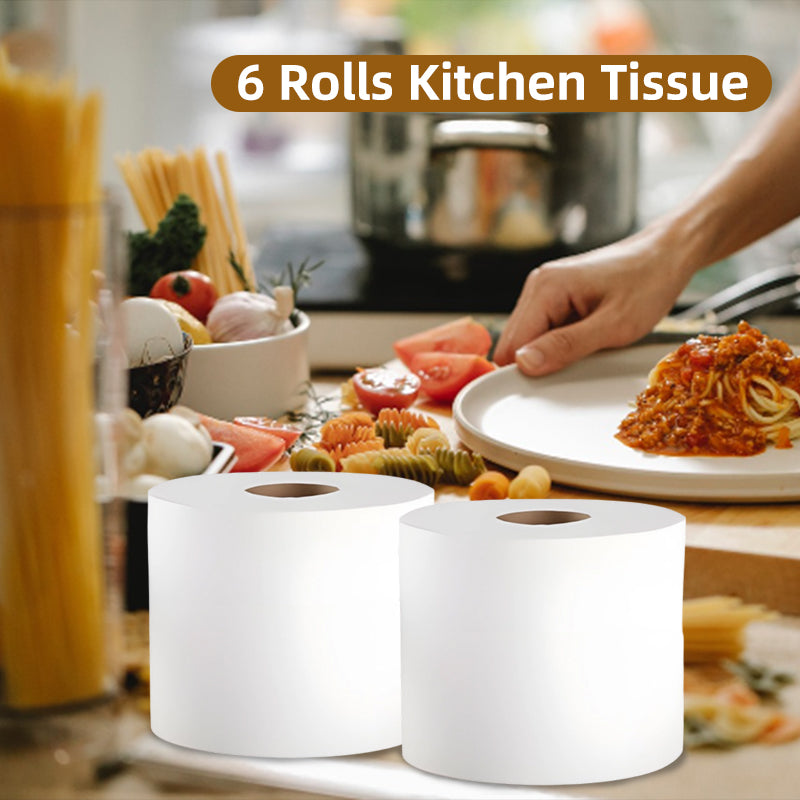 Multi Purpose Cleaning Paper 6 Rolls White Centrefeed Tissue for Home Use