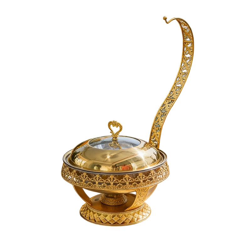 Lavish Kitchen Isle luxury 8L gold buffet chafing dish with glass lid, ideal for catering and elegant food presentation