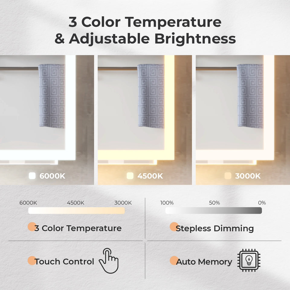 Modern LED Mirror Bathroom Cabinet with Shelves, USB Ports, and Time Display